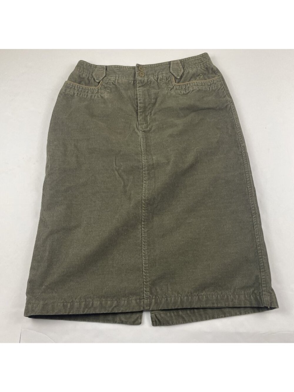 Columbia River Resort Corduroy Skirt Women's 10 Green Knee Lined Cotton Blend